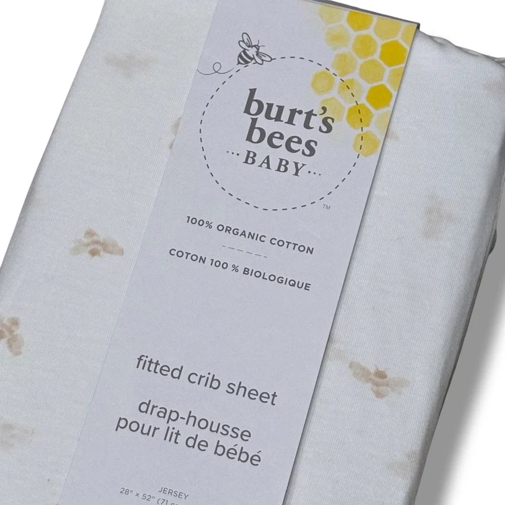 Burt's Bees Baby Organic Cotton Fitted Crib Sheet Honeybee Ranunculus